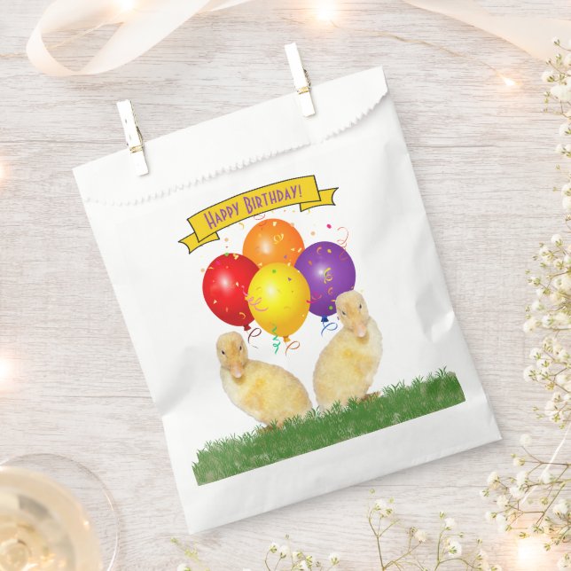 Sachets En Papier Adorable collier Jaune Joyeux Ballons d'anniversai (Coupé)
