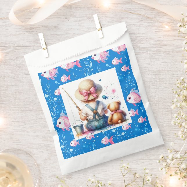 Sachets En Papier Adorable Pêche à thème Baby shower de fille (Coupé)