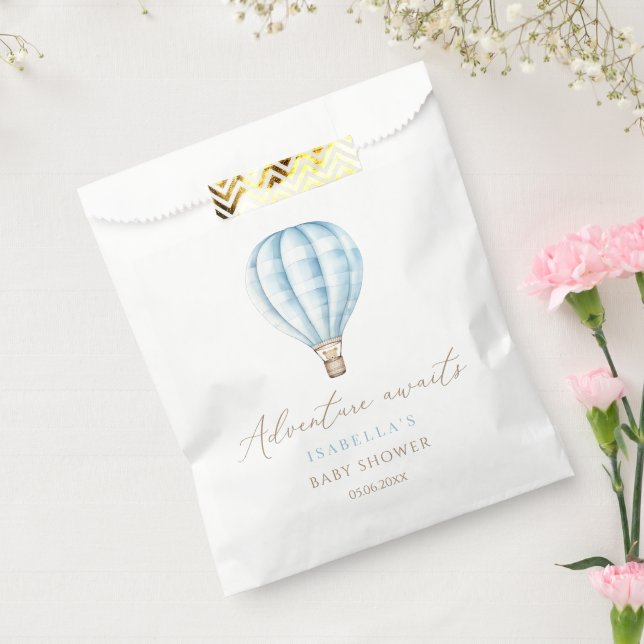 Sachets En Papier Adventure Await Blue Hot Air Balloon Baby shower (Scellé)