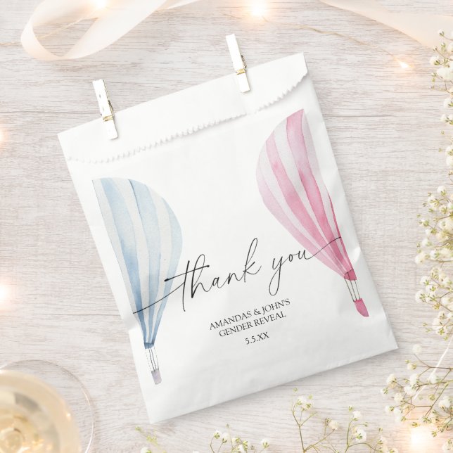 Sachets En Papier Aérostats aquarelle Merci révèle le sexe (Coupé)