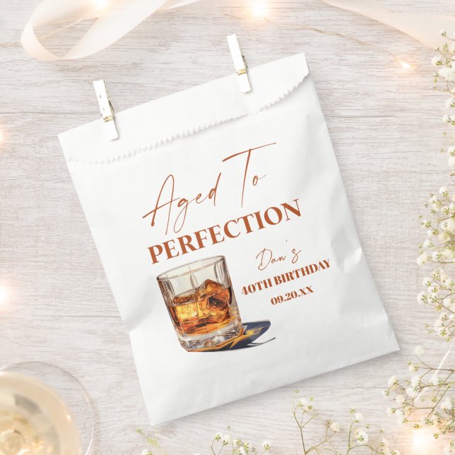 Sachets En Papier Aged To Perfection Whisky Glass Birthday Party (Coupé)