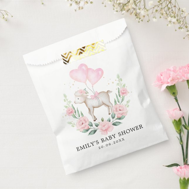 Sachets En Papier Agneau floral rousse Bébé Mouton Fille Douche Anni (Scellé)