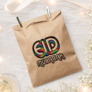 Sachets En Papier Aïd Moubarak Salutation Arc-en-ciel Typographie