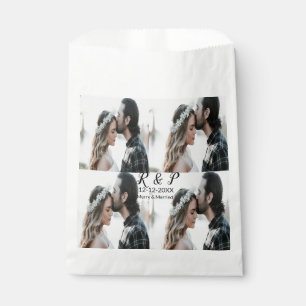 Sachets En Papier Ajouter photo de couple joyeux mariés ajouter date
