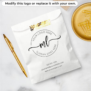 Sachets En Papier Ajoutez Votre Logo Minimaliste Monogramme Noir et