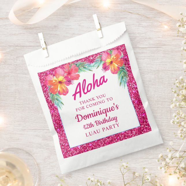 Sachets En Papier Aloha Tropical Luau fête d'anniversaire (Coupé)