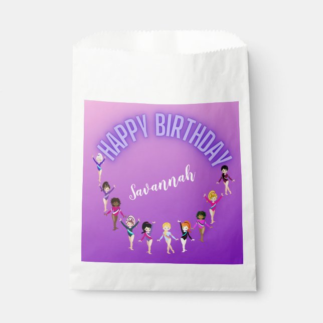 Sachets En Papier Amis de gymnastique "Joyeux Anniversaire" Purple O (Devant)