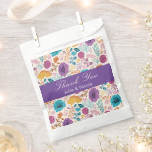 Sachets En Papier Amour en Fleurs Mariage Romantique Rose Violet