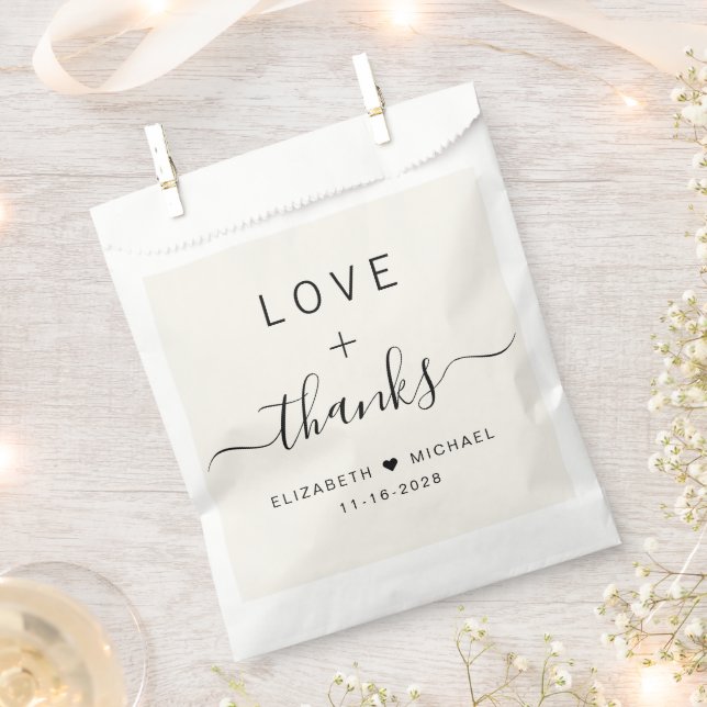 Sachets En Papier Amour Et Merci Mariage Cream (Coupé)