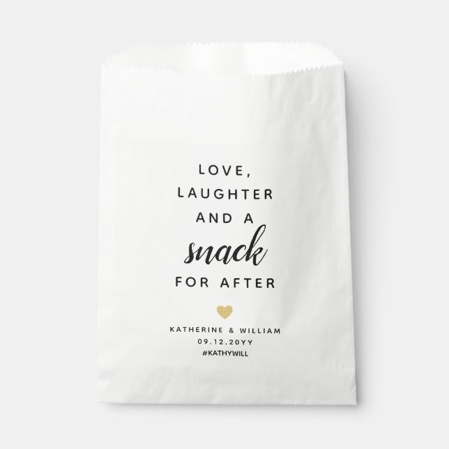 Sachets En Papier Amour, Rire Et Snack Après Le Snack Chic (Devant)