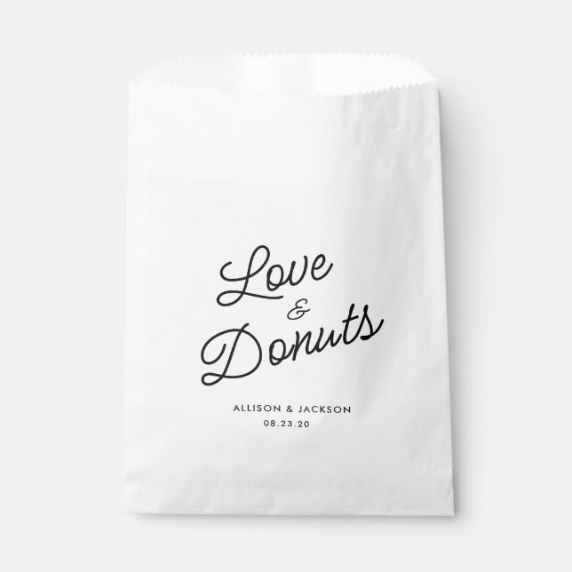 Sachets En Papier Amour rustique et beignets Mariages Donuts Favoris (Devant)