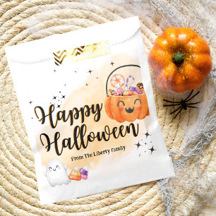 Sachets En Papier Amusant orange citrouille aquarelle enfants tour o