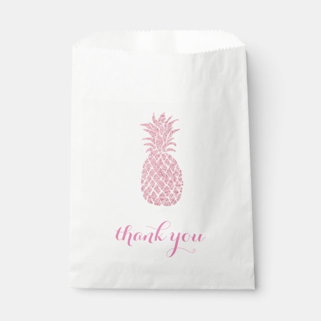 Sachets En Papier ananas rose merci (Devant)
