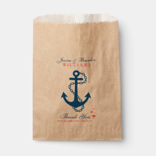 Sachets En Papier Ancre de bateau nautique bleu marine 2