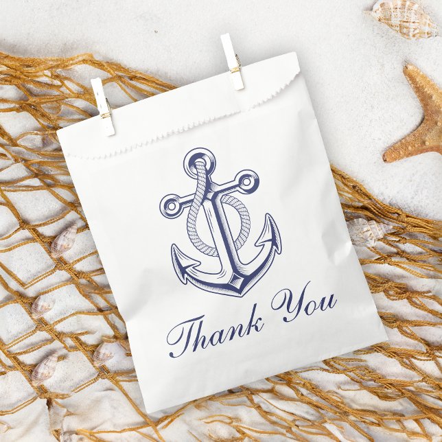 Sachets En Papier Ancre marin Marine Bleu Mariage nautique Merci (Créateur téléchargé)