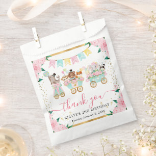 Sachets En Papier Animaux de cirque floraux rose aquarelle pour anni