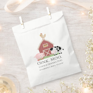 Sachets En Papier Animaux de ferme Barnyard Baby shower blanc Favori