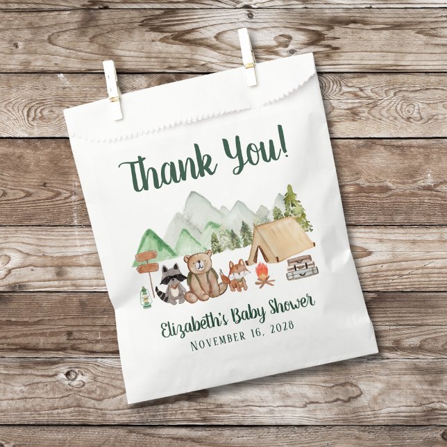 Sachets En Papier Animaux des bois Camping Baby shower Merci (Créateur téléchargé)