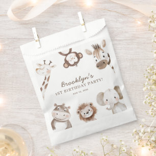 Sachets En Papier Animaux Mignons Safari Jungle Fête d'anniversaire
