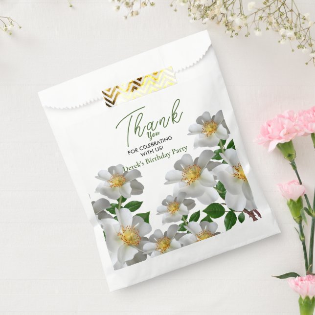 Sachets En Papier Anniversaire avec fleur blanche (Scellé)