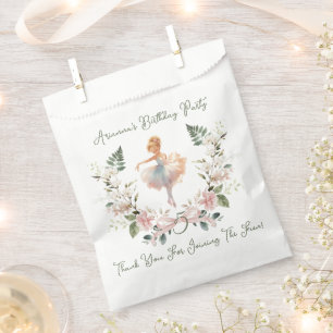 Sachets En Papier Anniversaire Ballerine Aquarelle Ruban Rose