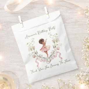 Sachets En Papier Anniversaire Ballerine Aquarelle Ruban Rose