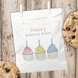 Sachets En Papier Anniversaire Couleur d'eau colorée Pastel Cupcakes