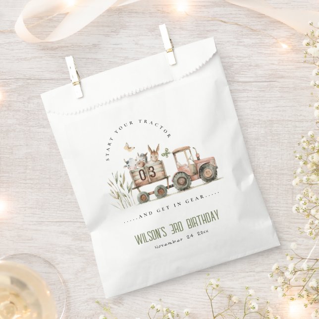 Sachets En Papier Anniversaire de enfant de tracteur pour animaux de (Coupé)