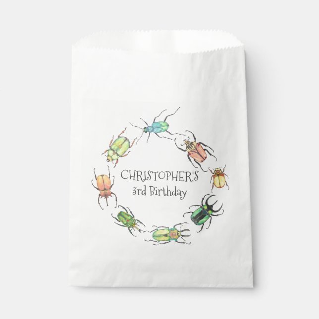 Sachets En Papier Anniversaire de enfant Love Bugs Beetles (Devant)