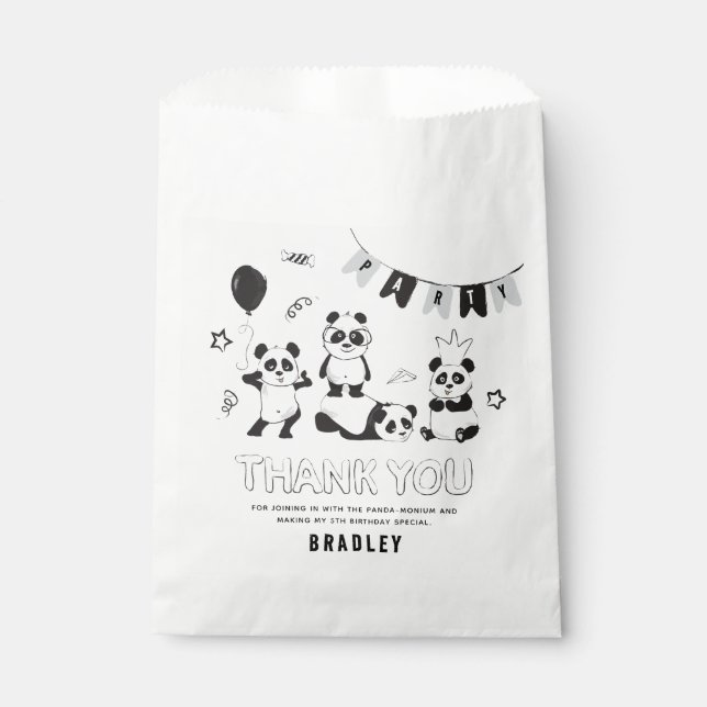 Sachets En Papier Anniversaire de enfant Merci Panda moderne amusant (Devant)
