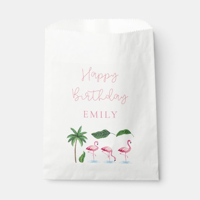 Sachets En Papier Anniversaire floral rose et vert (Devant)
