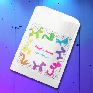 SACHETS EN PAPIER ANNIVERSAIRE NEON ANIMAUX BALLONS PLAQUES DE PAPIE