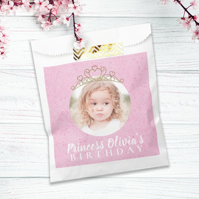 Sachets En Papier Anniversaire rose mignonne Photo simple Princesse  (Créateur téléchargé)