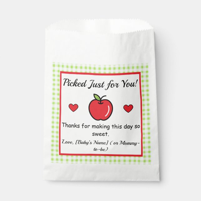 Sachets En Papier Apple Baby Shower Favor Bags (Devant)