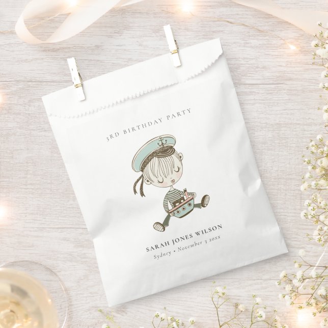 Sachets En Papier Aqua Boys Little Sailor Nautique N'Importe Quel Âg (Coupé)