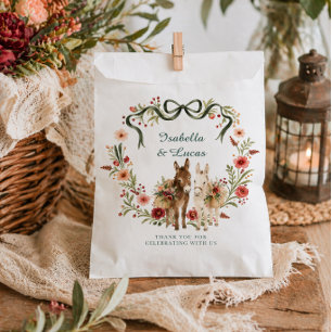 Sachets En Papier Aquarelle Âne Blason Floral Mariage
