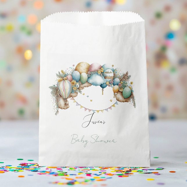 Sachets En Papier Aquarelle arc-en-ciel Air Baby shower (Créateur téléchargé)