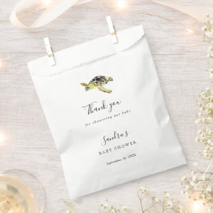Sachets En Papier Aquarelle Baby shower tortue de mer Personnalisé F