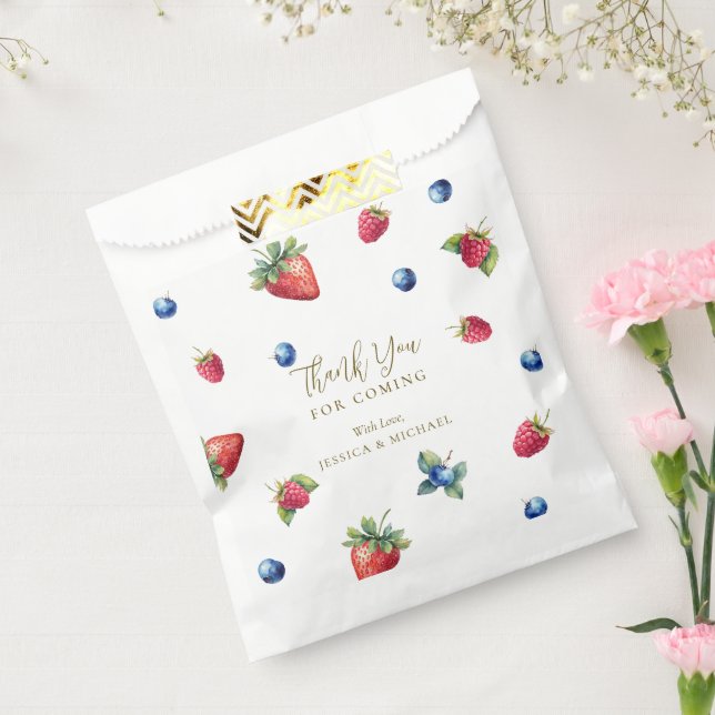 Sachets En Papier Aquarelle Berry Baby shower doux Merci (Scellé)