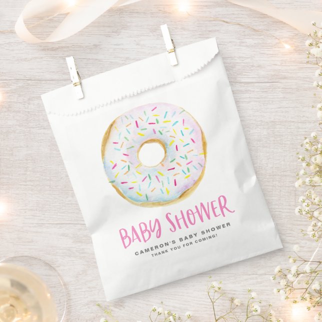 Sachets En Papier Aquarelle blanc arrosé Baby shower de beignes vern (Coupé)
