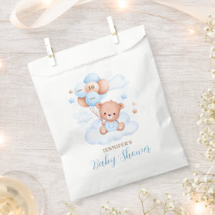 Sachets En Papier Aquarelle Bleu Balloon Baby shower Ours En Teddy