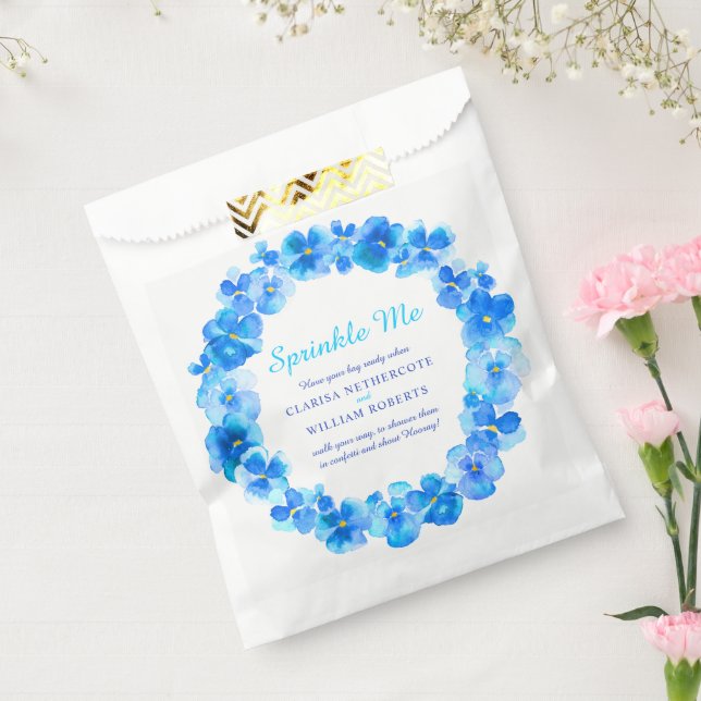 Sachets En Papier Aquarelle bleu pansy mariage spinkme confetti (Scellé)