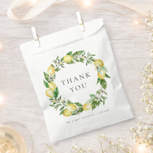 Sachets En Papier Aquarelle Botanique Citron Mariage de couronne