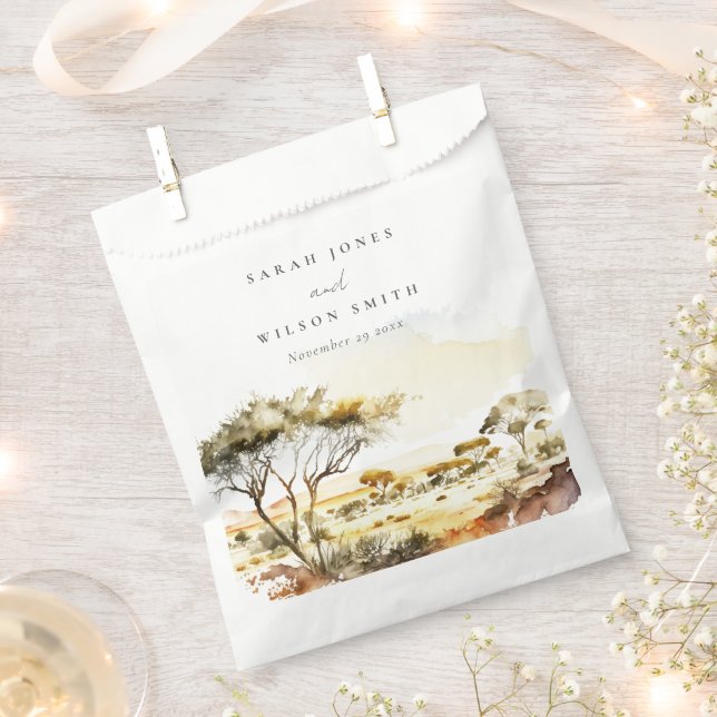 Sachets En Papier Aquarelle en terre bouillie Mariage paysager afric (Coupé)