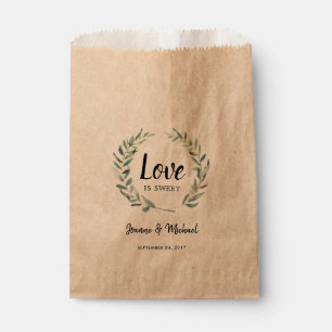 Sachets En Papier Aquarelle feuille L'amour est doux Mariage traitem