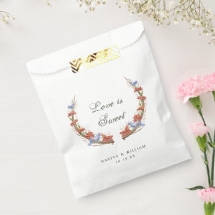 Sachets En Papier aquarelle fleur sauvage mariage sucreries