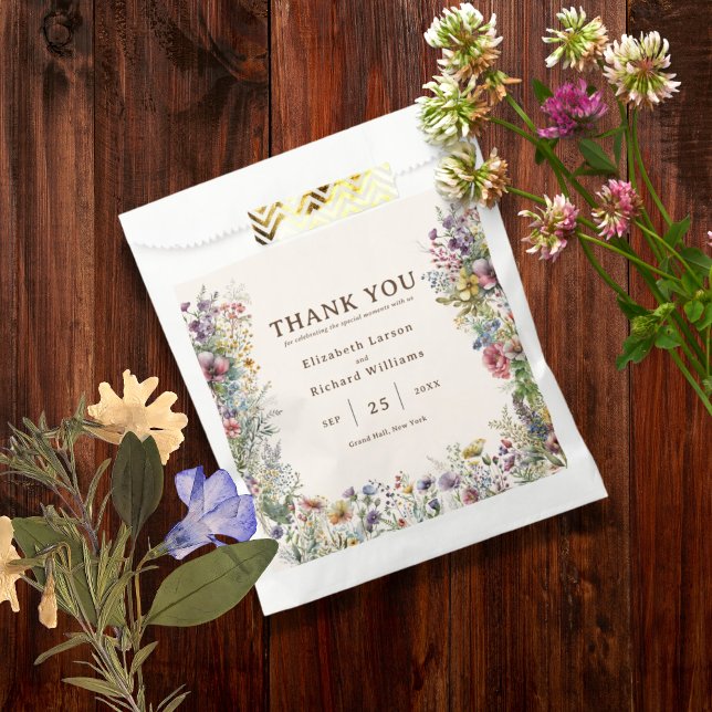 Sachets En Papier Aquarelle fleurie Fleur sauvage couleur budget (Budget Colorful Wildflower Floral Watercolor Wedding)