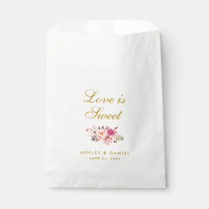 Sachets En Papier Aquarelle Floral Rose Or Mariage L'amour est doux