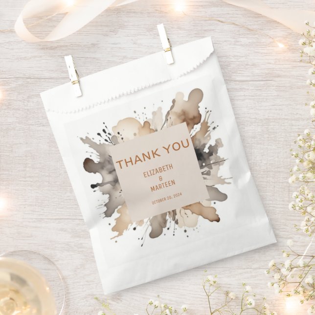Sachets En Papier Aquarelle Gris Brown Automne Mariage Favour Sac (Coupé)