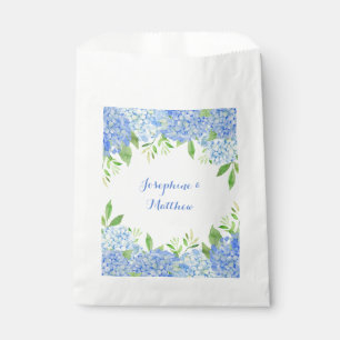 Sachets En Papier Aquarelle Hydrangeas Verdure Bleu Floral Mariage